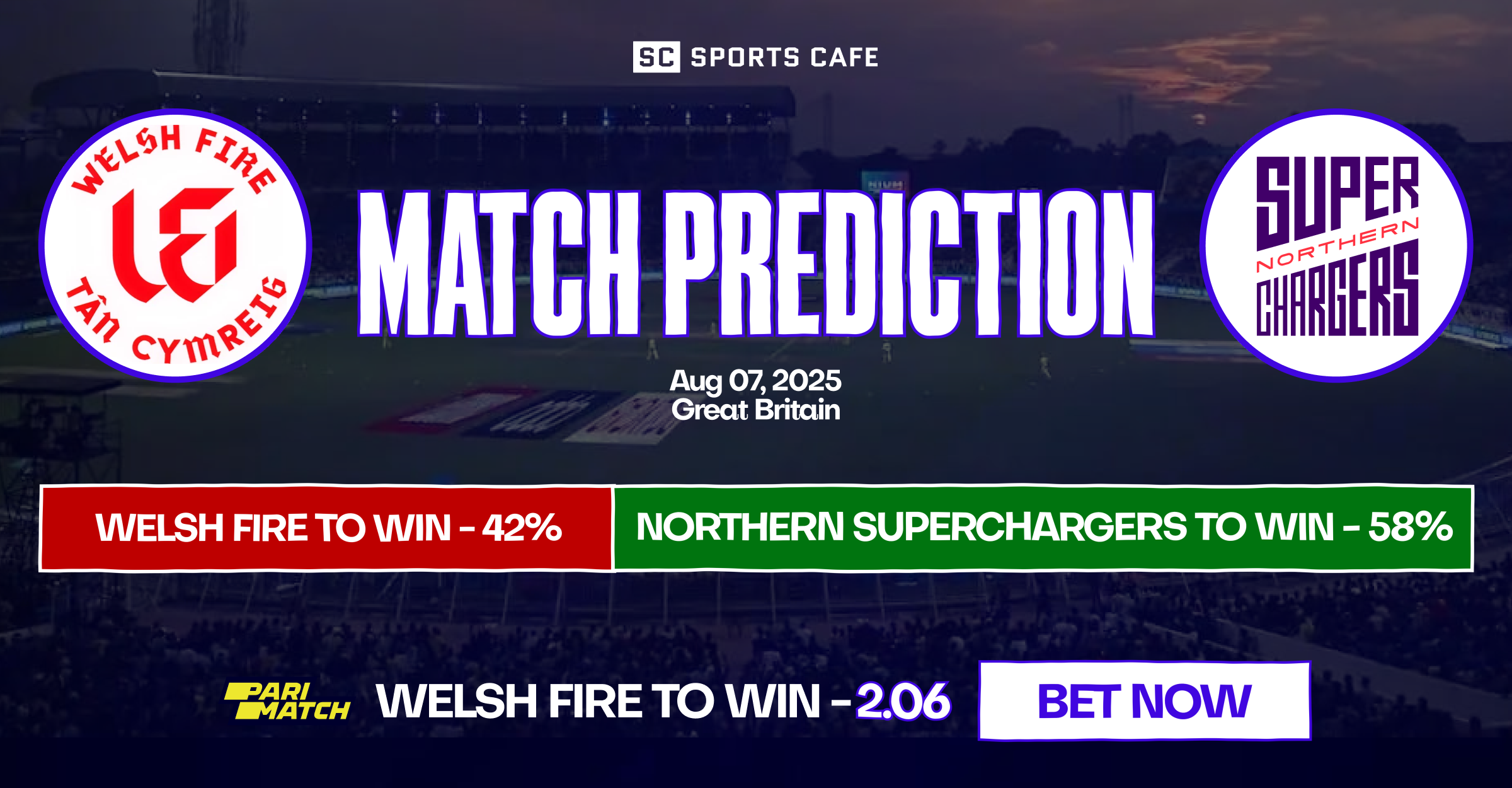 Welsh Fire vs Northern Superchargers match prediction.